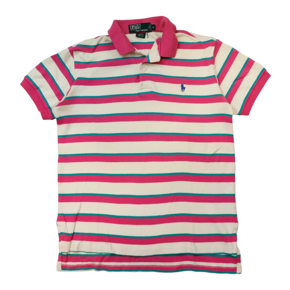 Vintage Polo Ralph Lauren Pink/White Polo Size 16